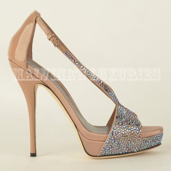 GUCCI SHOES NUDE SOFIA ETOILE CRYSTAL PLATFORM SANDALS sz 39.5 9.5 - Picture 3 of 12